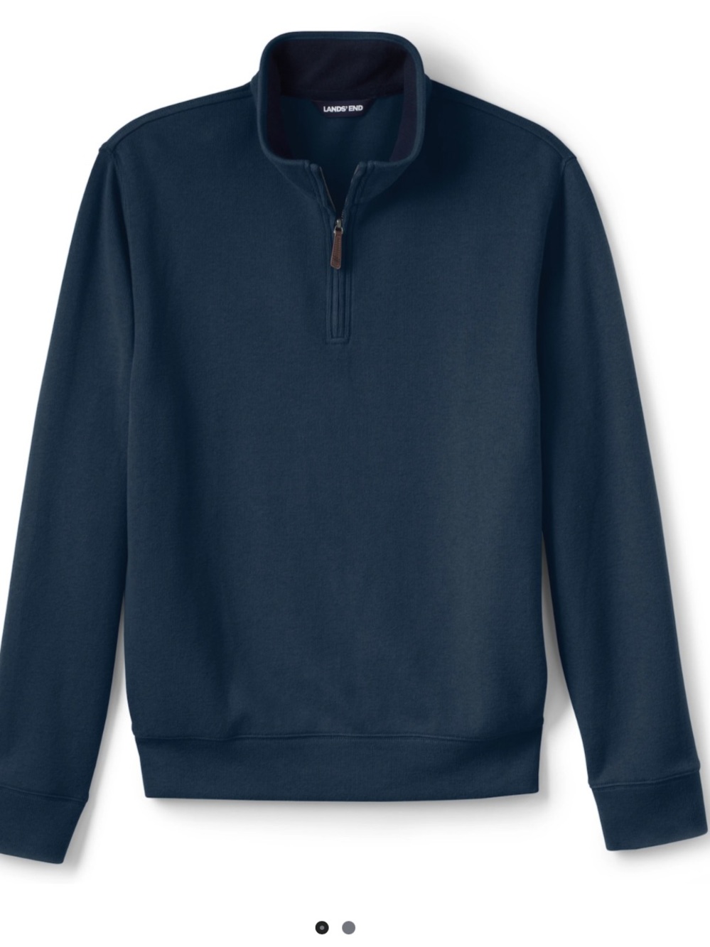Lands’ End Men's Bedford Quarter Zip Sweaters Ribbed 100% Cotton Navy 3X